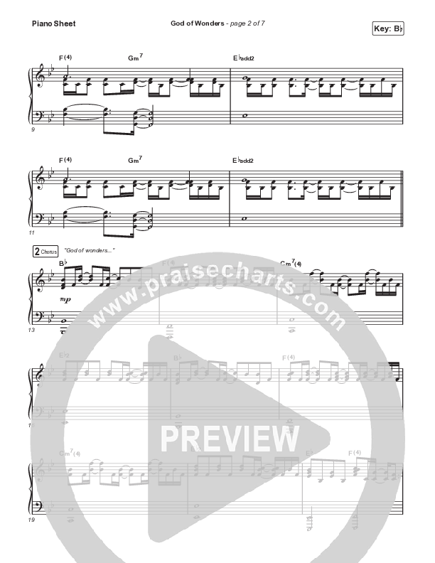 God Of Wonders (Live) Piano Sheet (Mac Powell / Andrew Ripp)