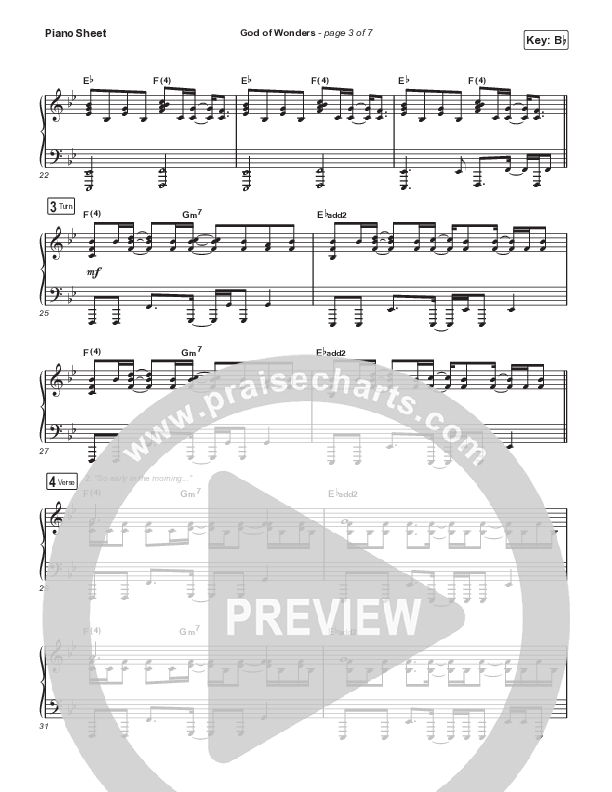 God Of Wonders (Live) Piano Sheet (Mac Powell / Andrew Ripp)