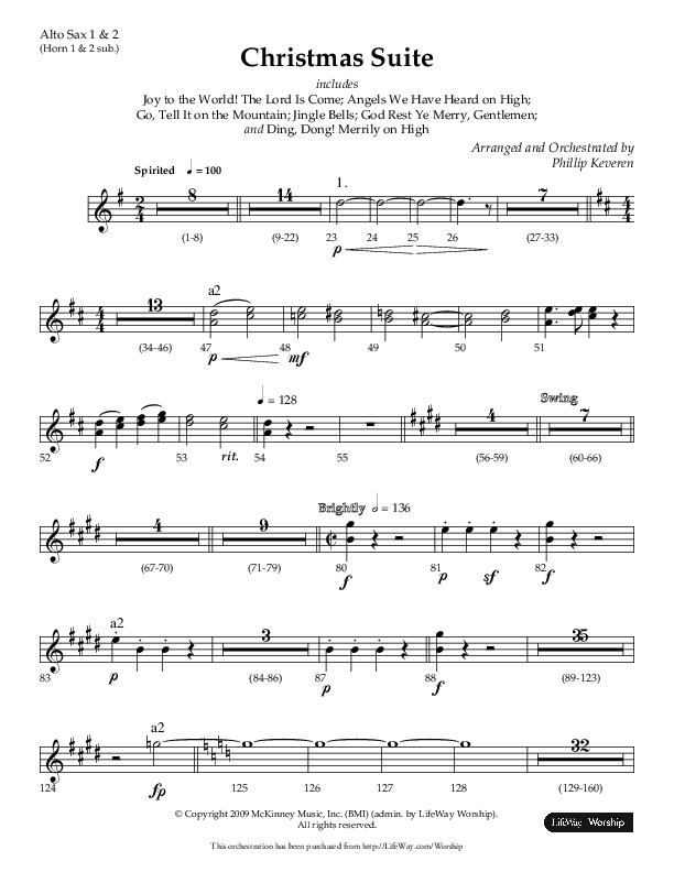 Christmas Suite (Choral Anthem SATB) Alto Sax 1/2 (Lifeway Choral / Arr. Phillip Keveren)