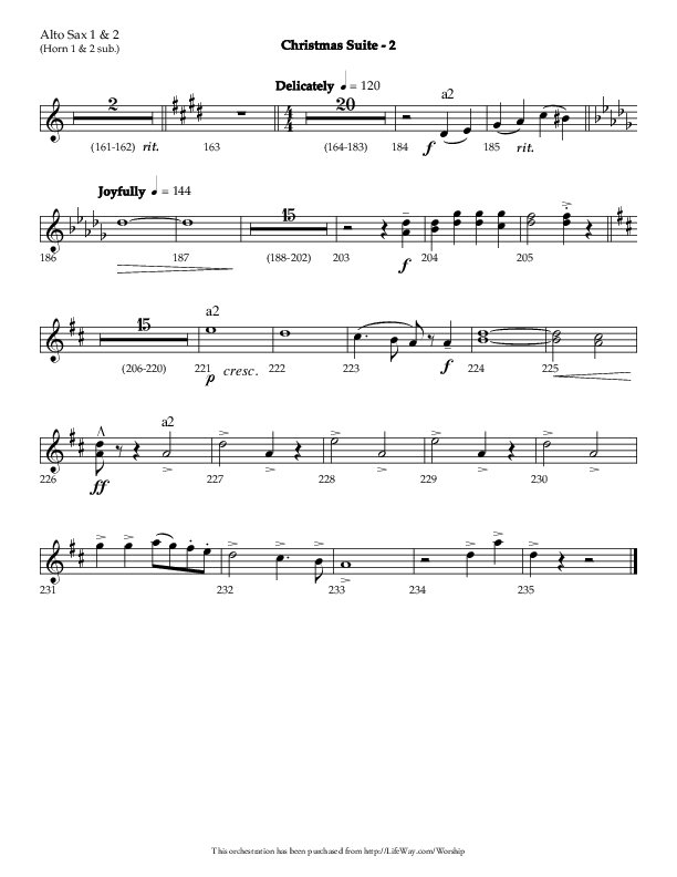 Christmas Suite (Choral Anthem SATB) Alto Sax 1/2 (Lifeway Choral / Arr. Phillip Keveren)