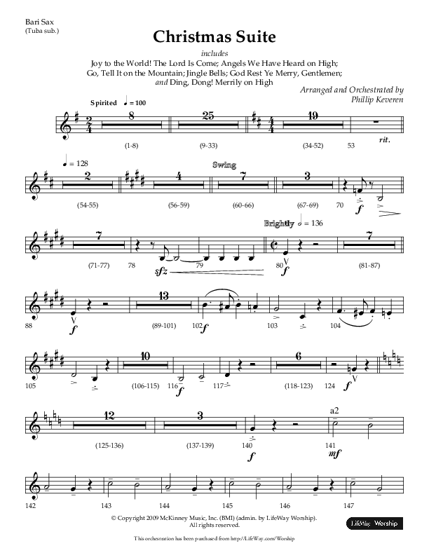 Christmas Suite (Choral Anthem SATB) Bari Sax (Lifeway Choral / Arr. Phillip Keveren)