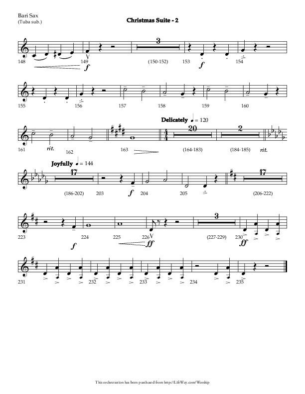 Christmas Suite (Choral Anthem SATB) Bari Sax (Lifeway Choral / Arr. Phillip Keveren)