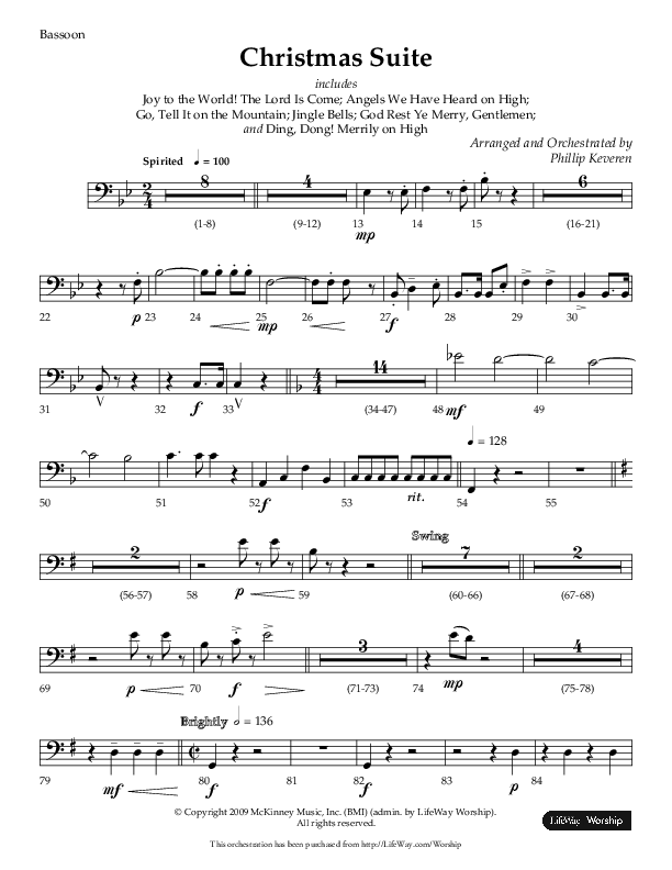 Christmas Suite (Choral Anthem SATB) Bassoon (Lifeway Choral / Arr. Phillip Keveren)