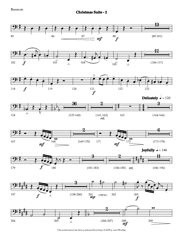Christmas Suite (Choral Anthem SATB) Bassoon (Lifeway Choral / Arr. Phillip Keveren)