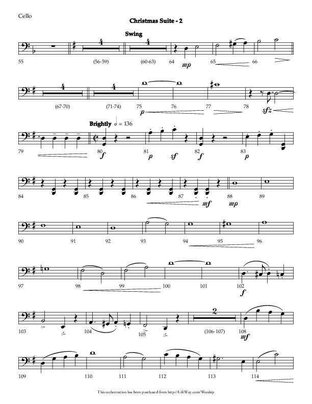 Christmas Suite (Choral Anthem SATB) Cello (Lifeway Choral / Arr. Phillip Keveren)