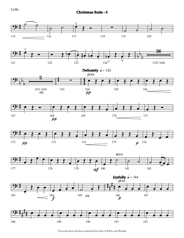 Christmas Suite (Choral Anthem SATB) Cello (Lifeway Choral / Arr. Phillip Keveren)