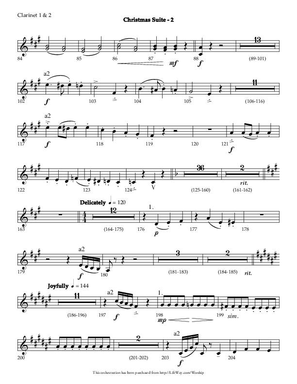 Christmas Suite (Choral Anthem SATB) Clarinet 1/2 (Lifeway Choral / Arr. Phillip Keveren)