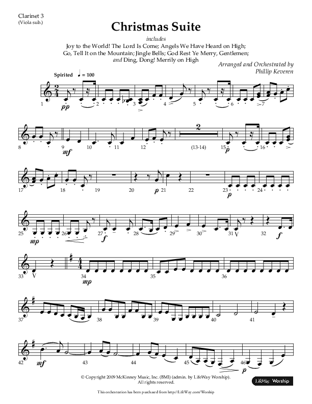 Christmas Suite (Choral Anthem SATB) Clarinet 3 (Lifeway Choral / Arr. Phillip Keveren)