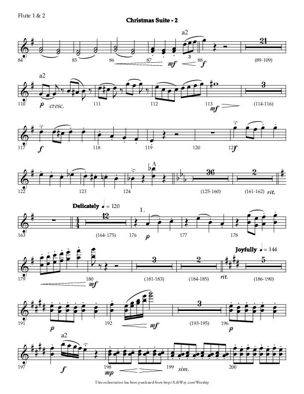 Christmas Suite (Choral Anthem SATB) Flute 1/2 (Lifeway Choral / Arr. Phillip Keveren)