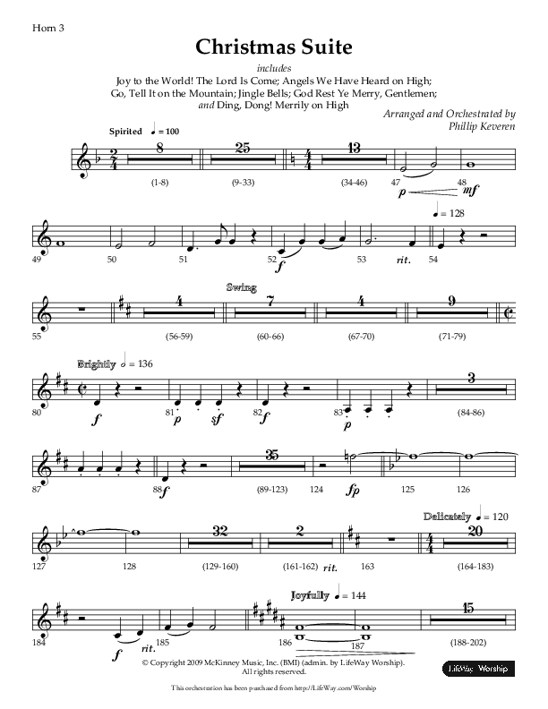 Christmas Suite (Choral Anthem SATB) French Horn 3 (Lifeway Choral / Arr. Phillip Keveren)