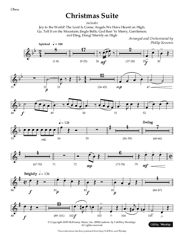 Christmas Suite (Choral Anthem SATB) Oboe (Lifeway Choral / Arr. Phillip Keveren)