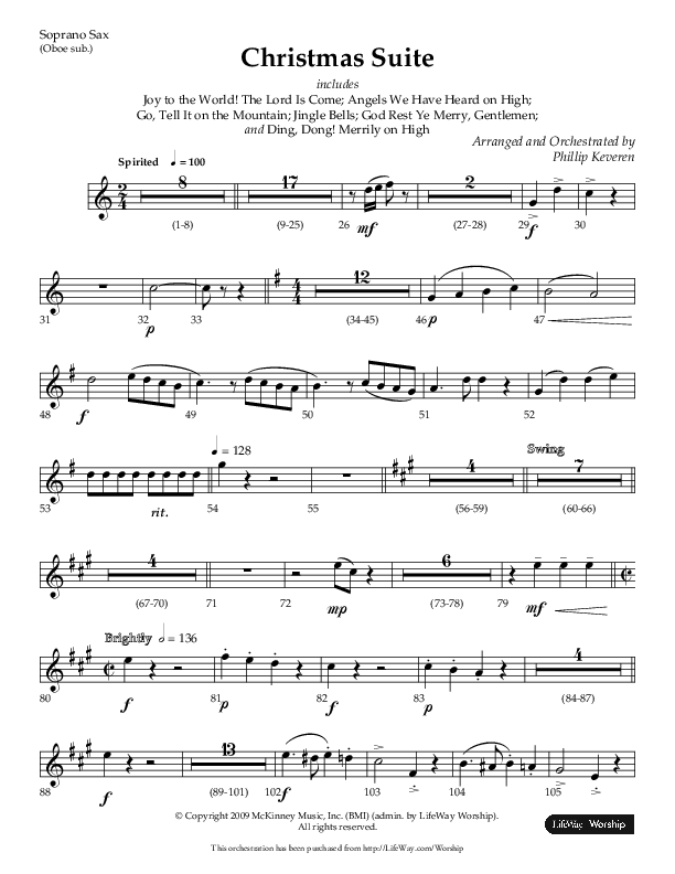 Christmas Suite (Choral Anthem SATB) Soprano Sax (Lifeway Choral / Arr. Phillip Keveren)