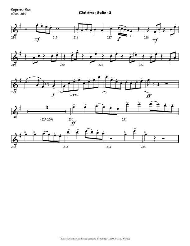 Christmas Suite (Choral Anthem SATB) Soprano Sax (Lifeway Choral / Arr. Phillip Keveren)