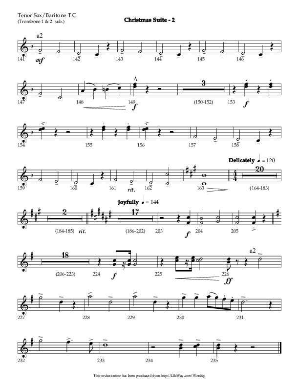 Christmas Suite (Choral Anthem SATB) Tenor Sax/Baritone T.C. (Lifeway Choral / Arr. Phillip Keveren)