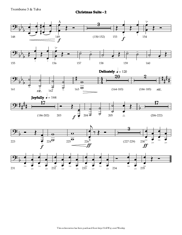 Christmas Suite (Choral Anthem SATB) Trombone 3/Tuba (Lifeway Choral / Arr. Phillip Keveren)