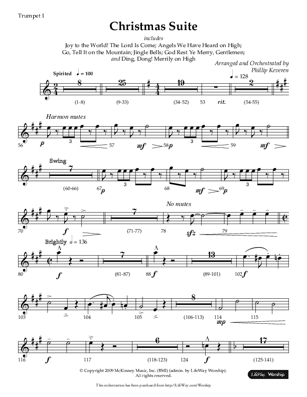 Christmas Suite (Choral Anthem SATB) Trumpet 1 (Lifeway Choral / Arr. Phillip Keveren)