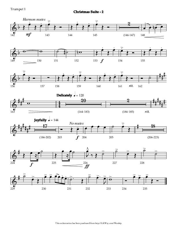 Christmas Suite (Choral Anthem SATB) Trumpet 1 (Lifeway Choral / Arr. Phillip Keveren)