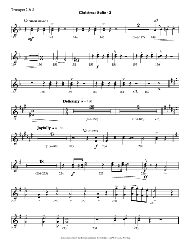 Christmas Suite (Choral Anthem SATB) Trumpet 2/3 (Lifeway Choral / Arr. Phillip Keveren)