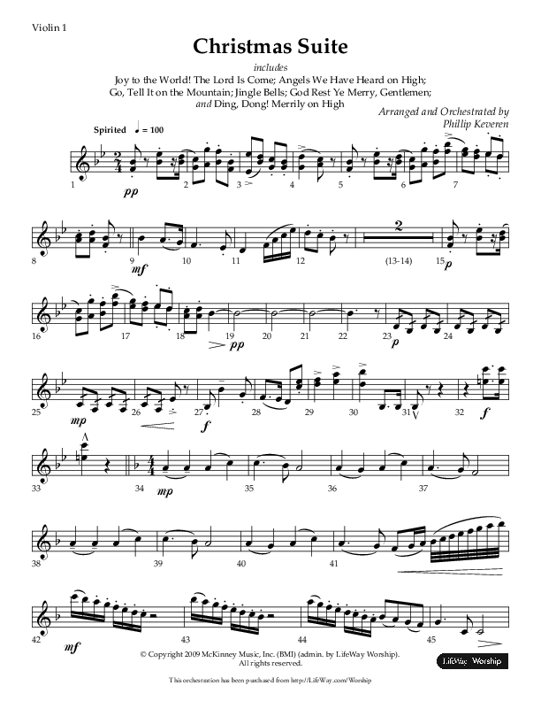 Christmas Suite (Choral Anthem SATB) Violin 1 (Lifeway Choral / Arr. Phillip Keveren)