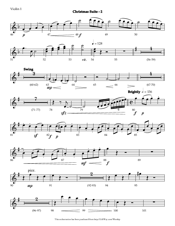 Christmas Suite (Choral Anthem SATB) Violin 1 (Lifeway Choral / Arr. Phillip Keveren)