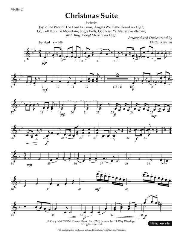 Christmas Suite (Choral Anthem SATB) Violin 2 (Lifeway Choral / Arr. Phillip Keveren)