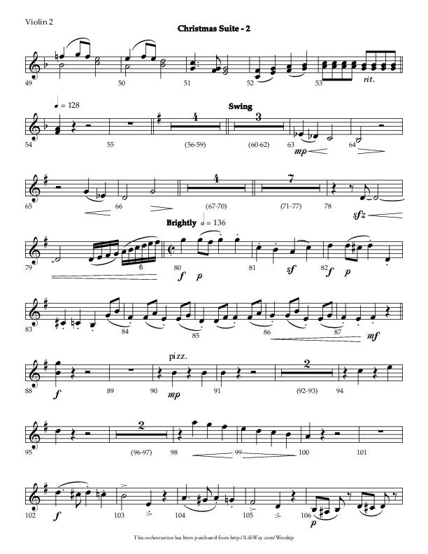 Christmas Suite (Choral Anthem SATB) Violin 2 (Lifeway Choral / Arr. Phillip Keveren)