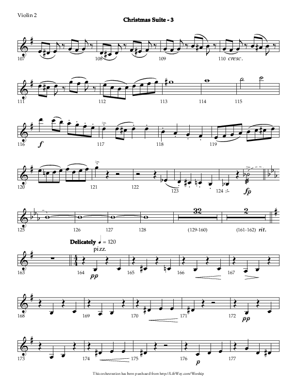 Christmas Suite (Choral Anthem SATB) Violin 2 (Lifeway Choral / Arr. Phillip Keveren)