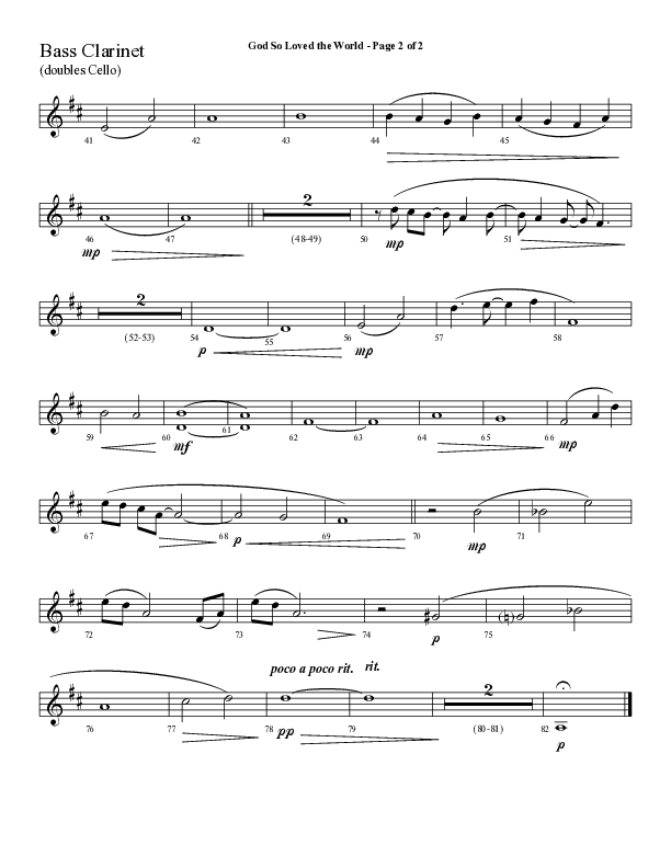 God So Loved The World (Choral Anthem SATB) Bass Clarinet (Lifeway Choral / Arr. Cliff Duren)
