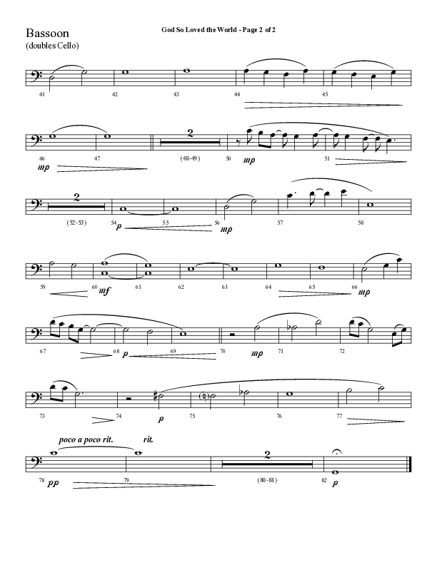 God So Loved The World (Choral Anthem SATB) Bassoon (Lifeway Choral / Arr. Cliff Duren)