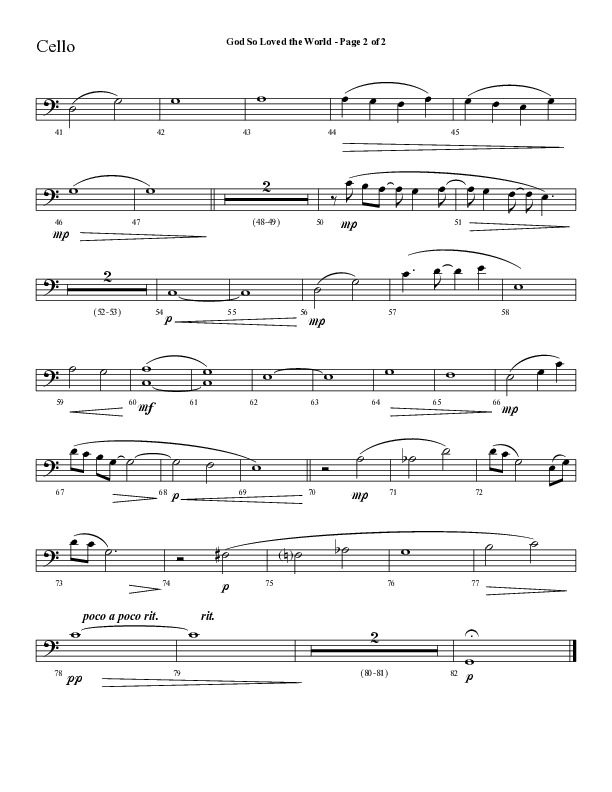 God So Loved The World (Choral Anthem SATB) Cello (Lifeway Choral / Arr. Cliff Duren)