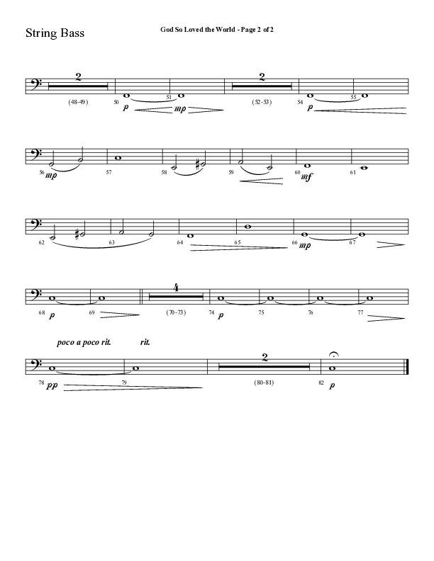 God So Loved The World (Choral Anthem SATB) String Bass (Lifeway Choral / Arr. Cliff Duren)