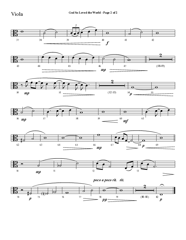 God So Loved The World (Choral Anthem SATB) Viola (Lifeway Choral / Arr. Cliff Duren)