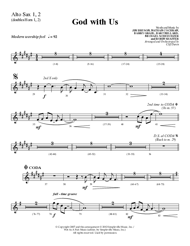 God With Us (Choral Anthem SATB) Alto Sax 1/2 (Lifeway Choral / Arr. Cliff Duren)
