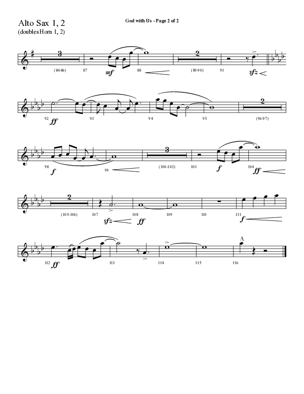 God With Us (Choral Anthem SATB) Alto Sax 1/2 (Lifeway Choral / Arr. Cliff Duren)