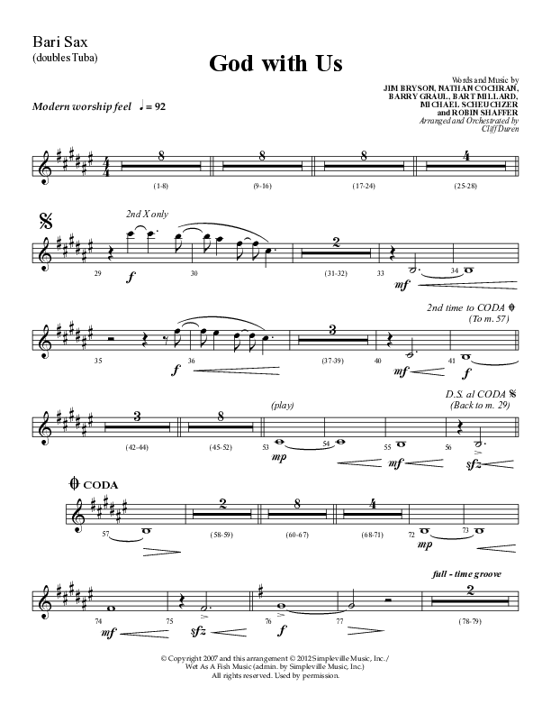 God With Us (Choral Anthem SATB) Bari Sax (Lifeway Choral / Arr. Cliff Duren)