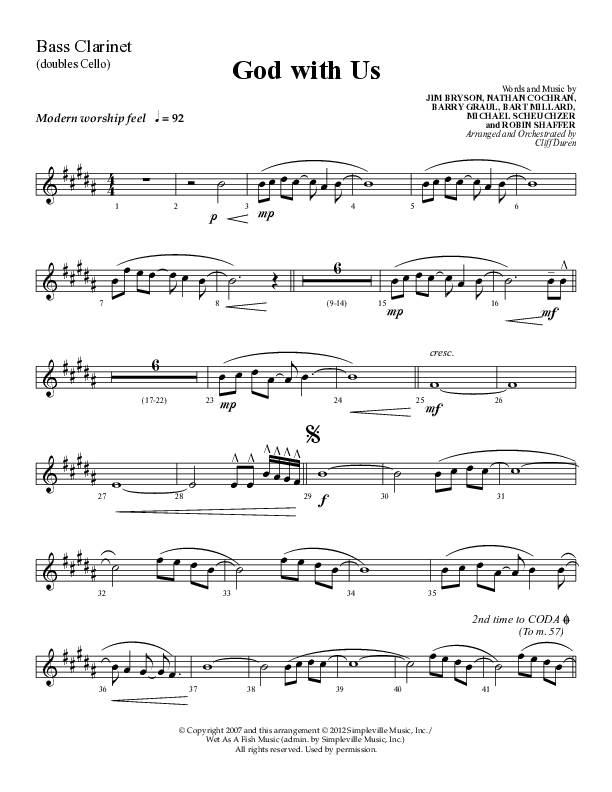 God With Us (Choral Anthem SATB) Bass Clarinet (Lifeway Choral / Arr. Cliff Duren)