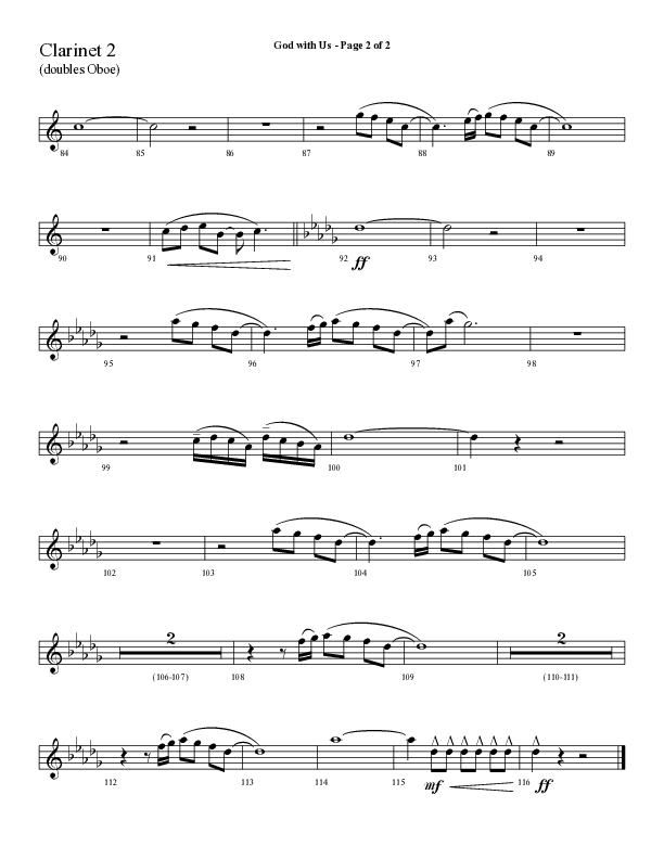God With Us (Choral Anthem SATB) Clarinet 1/2 (Lifeway Choral / Arr. Cliff Duren)