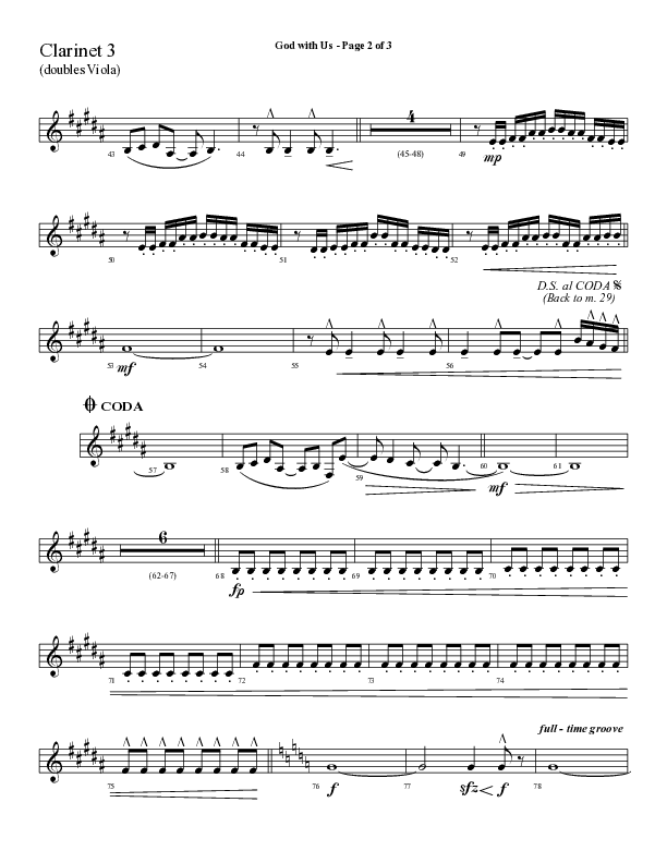 God With Us (Choral Anthem SATB) Clarinet 3 (Lifeway Choral / Arr. Cliff Duren)