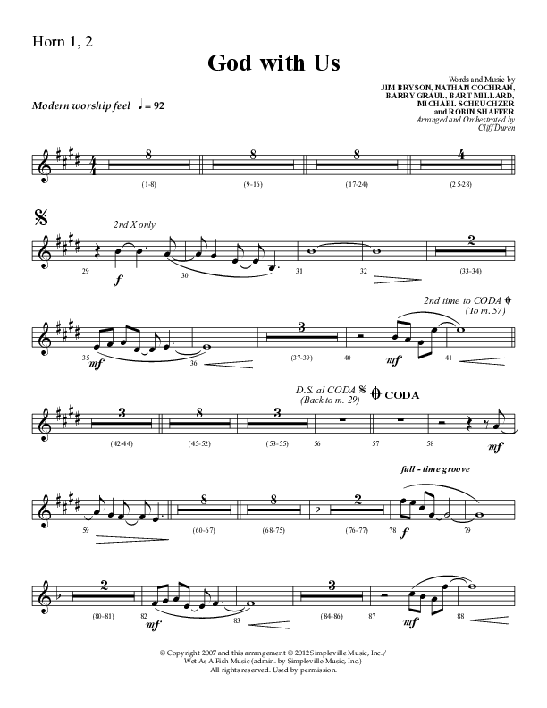 God With Us (Choral Anthem SATB) French Horn 1/2 (Lifeway Choral / Arr. Cliff Duren)