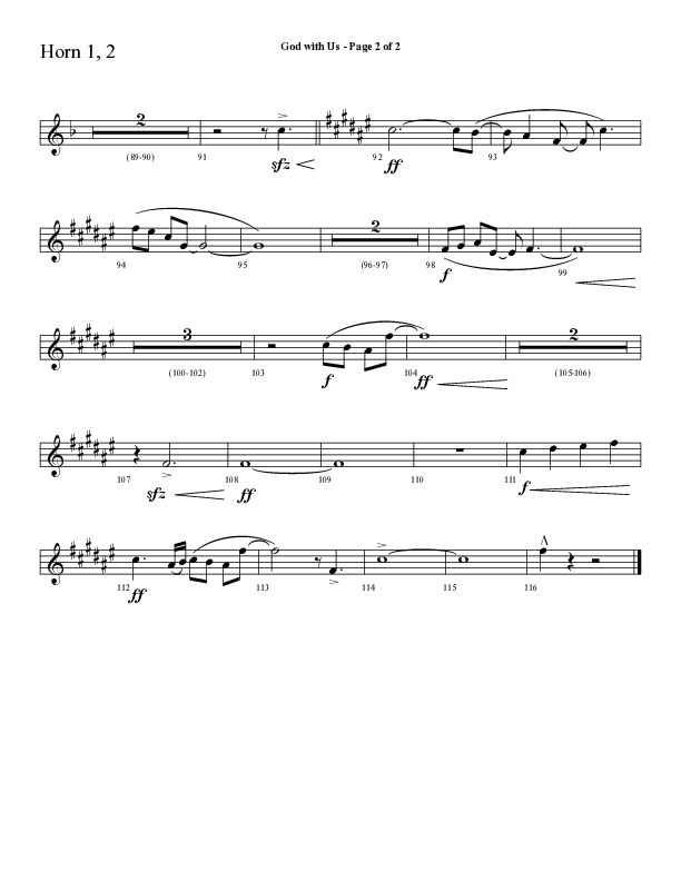 God With Us (Choral Anthem SATB) French Horn 1/2 (Lifeway Choral / Arr. Cliff Duren)