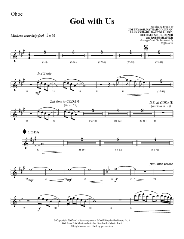 God With Us (Choral Anthem SATB) Oboe (Lifeway Choral / Arr. Cliff Duren)