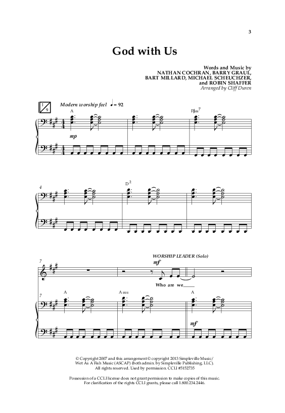 God With Us (Choral Anthem SATB) Anthem (SATB/Piano) (Lifeway Choral / Arr. Cliff Duren)