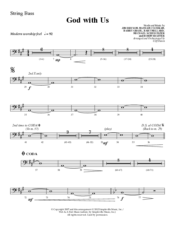 God With Us (Choral Anthem SATB) String Bass (Lifeway Choral / Arr. Cliff Duren)