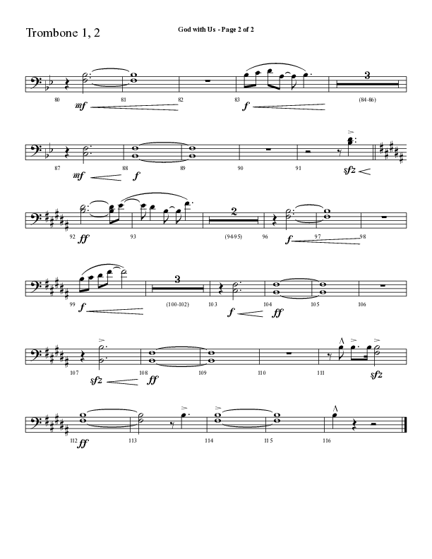 God With Us (Choral Anthem SATB) Trombone 1/2 (Lifeway Choral / Arr. Cliff Duren)