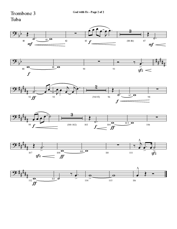 God With Us (Choral Anthem SATB) Trombone 3/Tuba (Lifeway Choral / Arr. Cliff Duren)