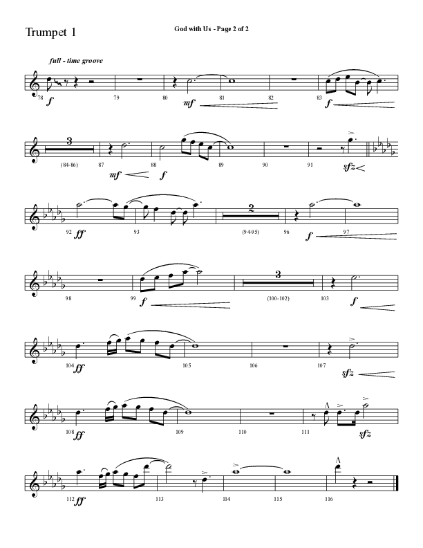 God With Us (Choral Anthem SATB) Trumpet 1 (Lifeway Choral / Arr. Cliff Duren)