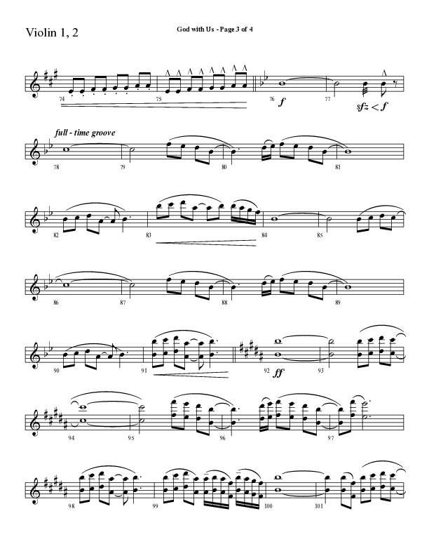 God With Us (Choral Anthem SATB) Violin 1/2 (Lifeway Choral / Arr. Cliff Duren)
