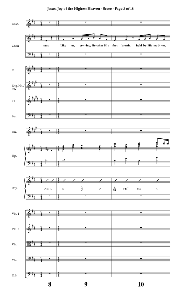 Jesus Joy Of The Highest Heaven (Choral Anthem SATB) Conductor's Score (Arr. Don Cason / Arr. David Wise / Orch. J.A.C. Redford)