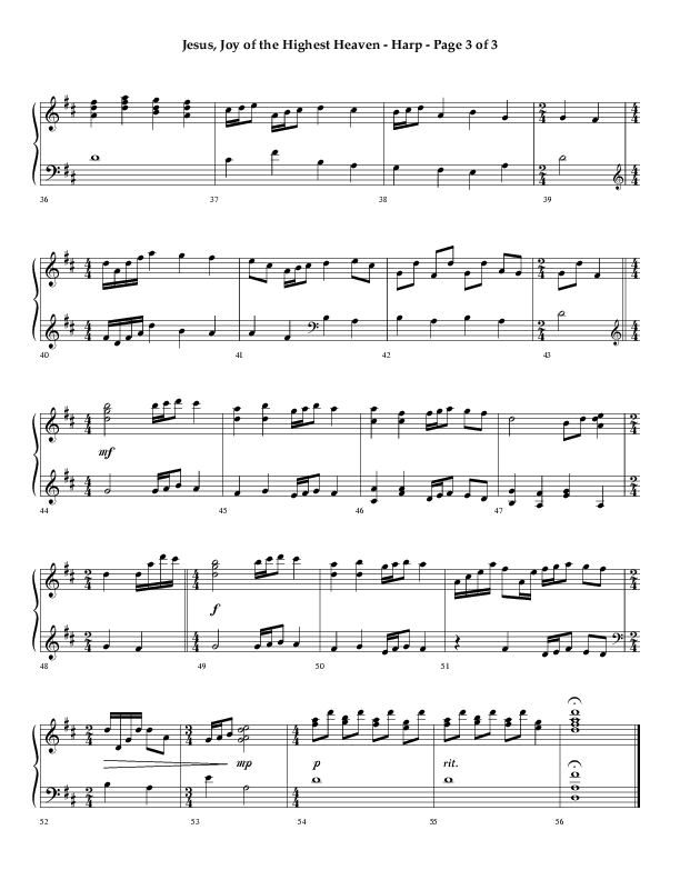 Jesus Joy Of The Highest Heaven (Choral Anthem SATB) Harp (Arr. Don Cason / Arr. David Wise / Orch. J.A.C. Redford)