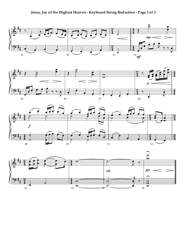 Jesus Joy Of The Highest Heaven (Choral Anthem SATB) String Reduction (Arr. Don Cason / Arr. David Wise / Orch. J.A.C. Redford)